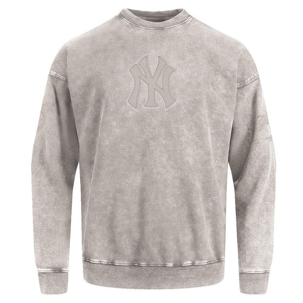 Pro Standard Men's MLB NY Yankees Classic Enzyme Wash Drop Shoulder FT Crewneck - Washed Grey - WASHED GREY